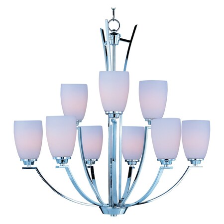 Maxim Nine Light Polished Chrome Satin White Glass Up Chandelier 20026SWPC